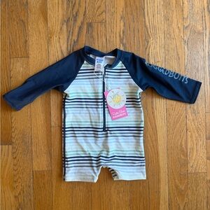 Ruffle Butts Navy and White Striped One Piece Swimsuit